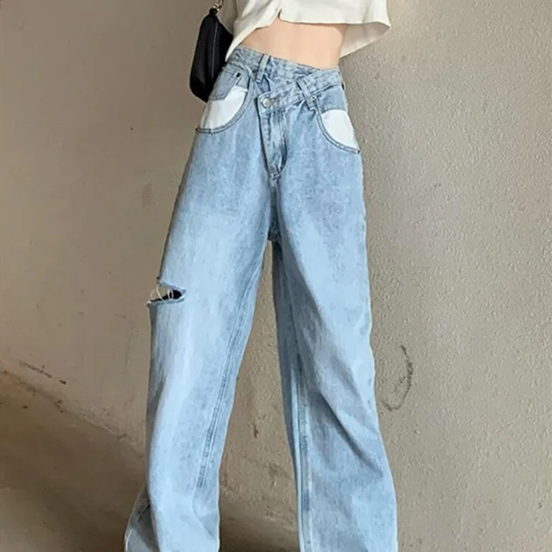 Woman Jeans High Waist Clothes Ripped Wide Leg Denim Clothing Streetwear Vintage Quality 2020 Fashion Straight Pants
Woman Jeans High Waist Clothes Ripped Wide Leg Denim Clothing Streetwear Vintage Quality 2020 Fashion Straight Pants