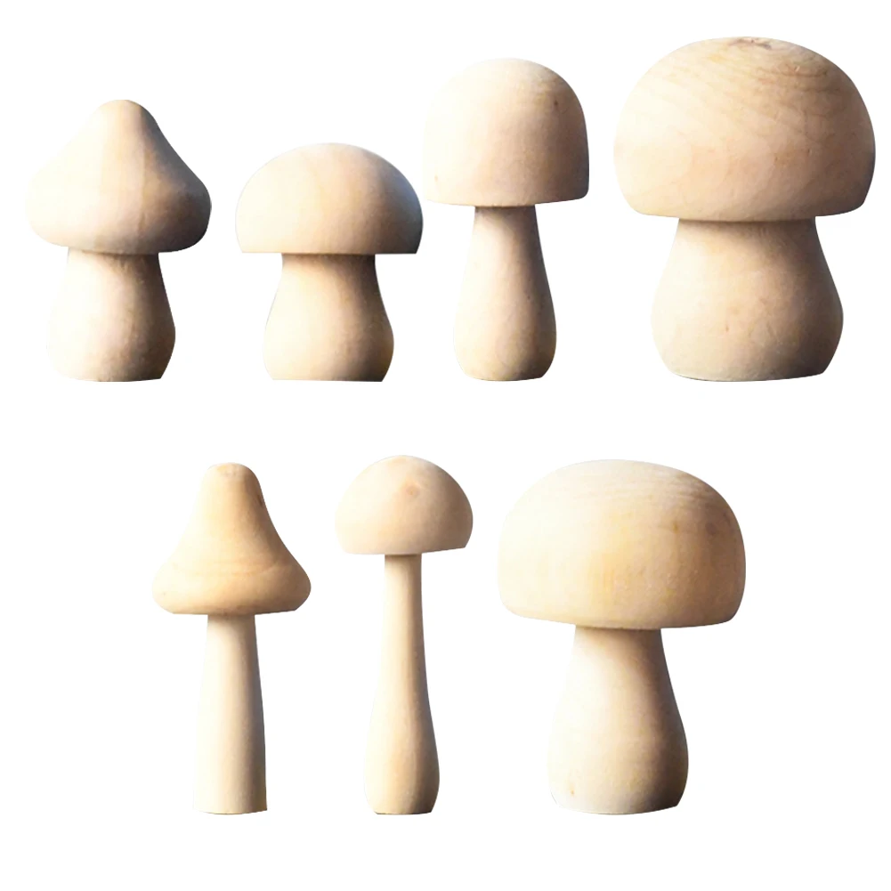 

DIY Paint Color Wooden Mushroom Educational Montessori Toy Different Shapes Mushroom Home Decoration for Arts Crafts Projects