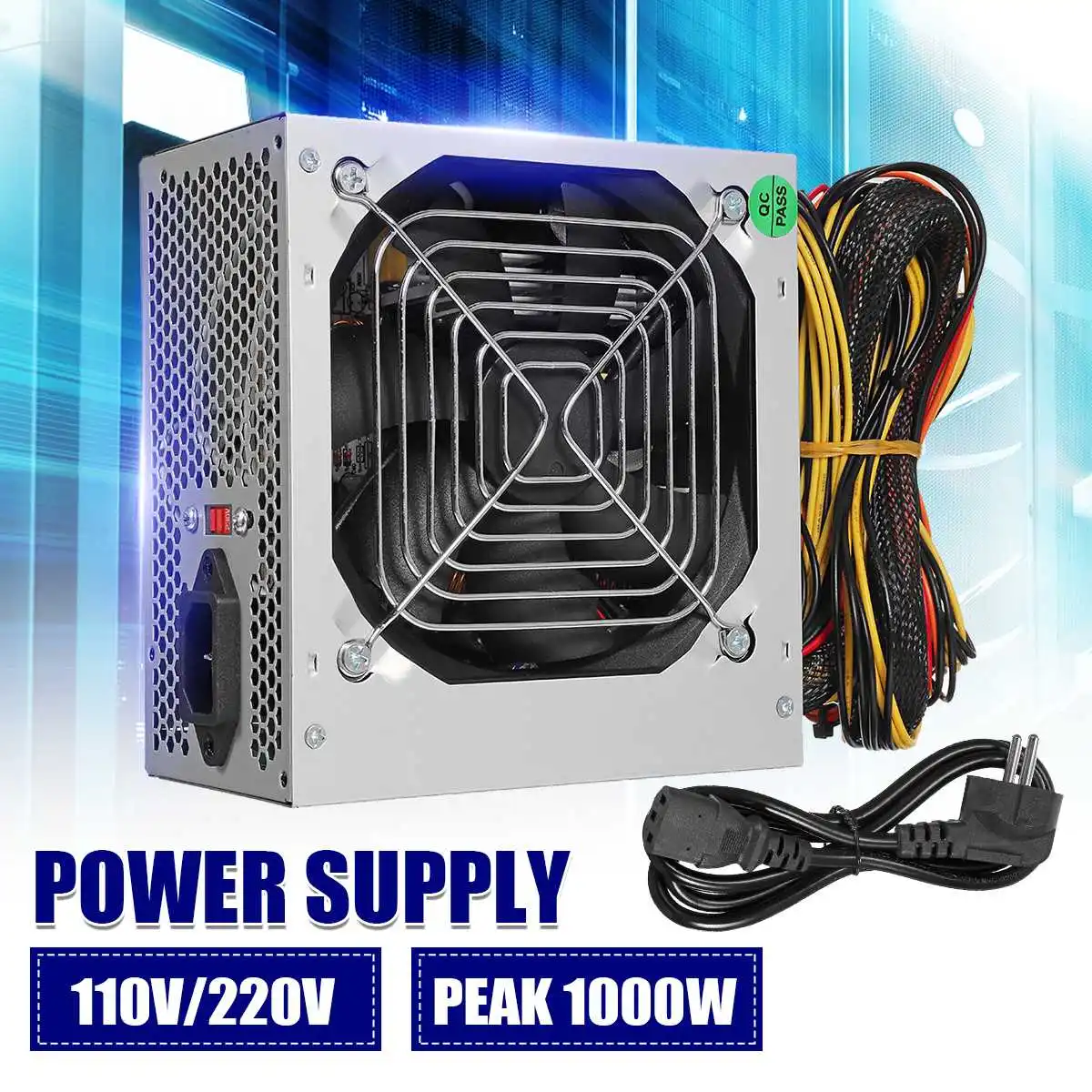 1000W ATX Power Supply+Quiet Fan For Intel AMD PC PSU PC Computer Mining Machine silver
1000W ATX Power Supply+Quiet Fan For Intel AMD PC PSU PC Computer Mining Machine silver