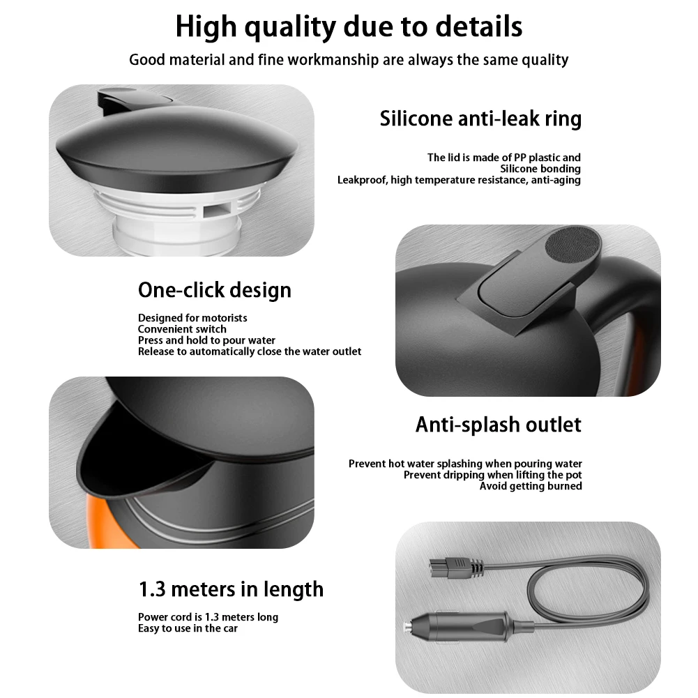 1000ML Car Electric Kettle Stainless Steel Car Heating Cup Coffee Mug Travel Water Milk Bottle for Camping Boat 12V/24V
1000ML Car Electric Kettle Stainless Steel Car Heating Cup Coffee Mug Travel Water Milk Bottle for Camping Boat 12V/24V