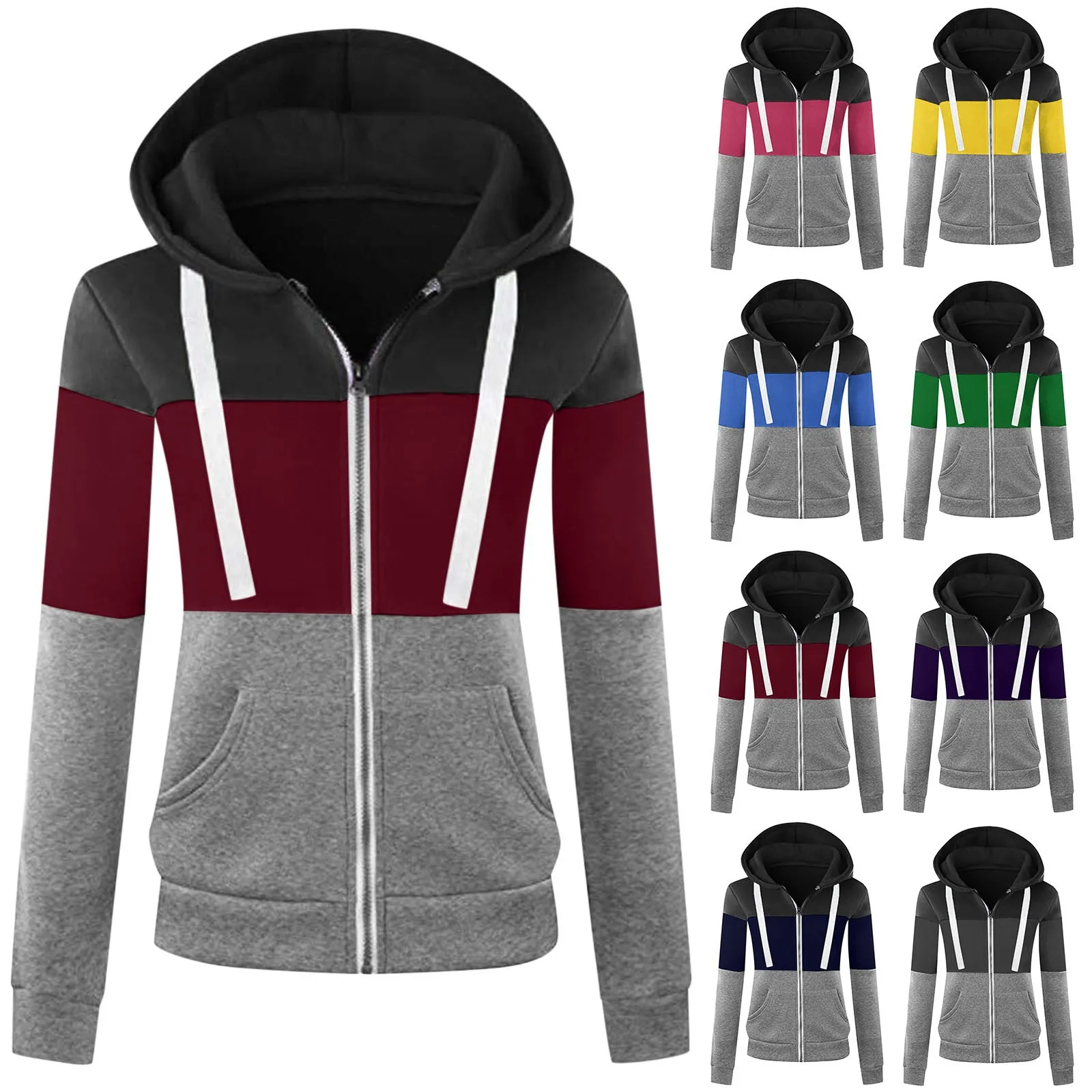 Women's Colorblock Hooded Sweatshirt Casual Drawstring Slim Fit Long Sleeve Pullover Hoodies Plus Size Hooded Zipper Jacket Tops
Women's Colorblock Hooded Sweatshirt Casual Drawstring Slim Fit Long Sleeve Pullover Hoodies Plus Size Hooded Zipper Jacket Tops
