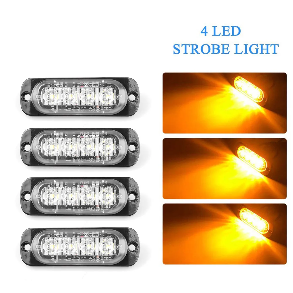 4PCS Amber 4 LED 36W 6500k Light Bar Car Truck Hazard Beacon Warning Lamp Grill Breakdown DC12V Amber Led Lamp Accessories
4PCS Amber 4 LED 36W 6500k Light Bar Car Truck Hazard Beacon Warning Lamp Grill Breakdown DC12V Amber Led Lamp Accessories