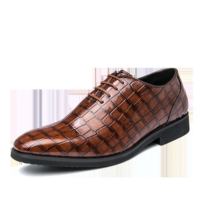 

ITALIAN LEATHER SHOES MEN NEW FASHION PLAID PRINTS LACE UP BLACK BROWN WEDDING OFFICE SHOES FORMAL OXFORD SHOES FOR MEN