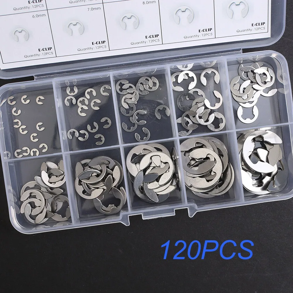 120PCS 304 Stainless Steel E Clip Washer Assortment Kit Circlip Retaining Ring For Shaft Fastener M1.5~M10
120PCS 304 Stainless Steel E Clip Washer Assortment Kit Circlip Retaining Ring For Shaft Fastener M1.5~M10