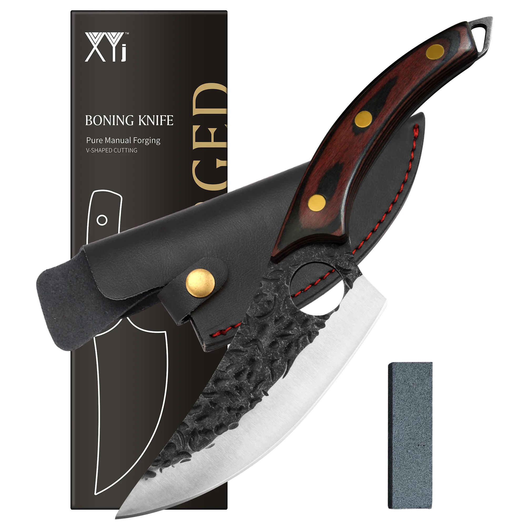

XYj 6-дюймовый нож из высокоуглеродистой стали для косточек, ножи для ловли рыбы, ножи для фильтрации, цельный нож-Кливер, сербский нож, столовые приборы с кожаным ремешком