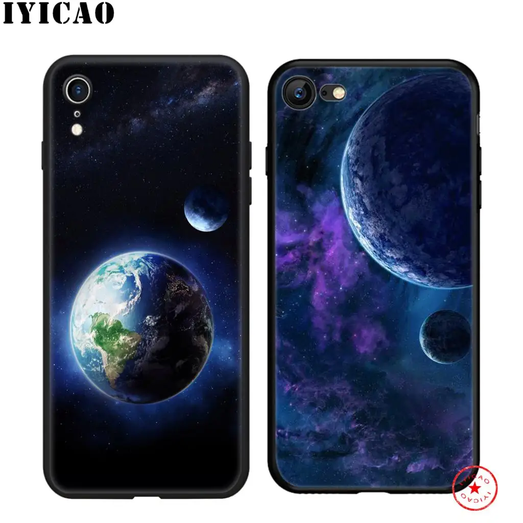 IYICAO арт Звезды Луна планета мягкий черный силиконовый чехол для iPhone 11 Pro Xr Xs Max X