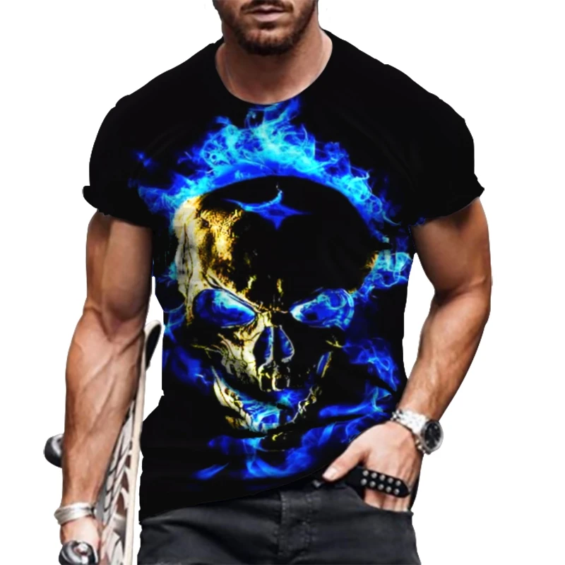 3D Printing Horror Skull Men's T-Shirt Street Fashion Personality Blue Flame Skeleton Short-Sleeved Wild Loose Oversized Top 6XL
3D Printing Horror Skull Men's T-Shirt Street Fashion Personality Blue Flame Skeleton Short-Sleeved Wild Loose Oversized Top 6XL