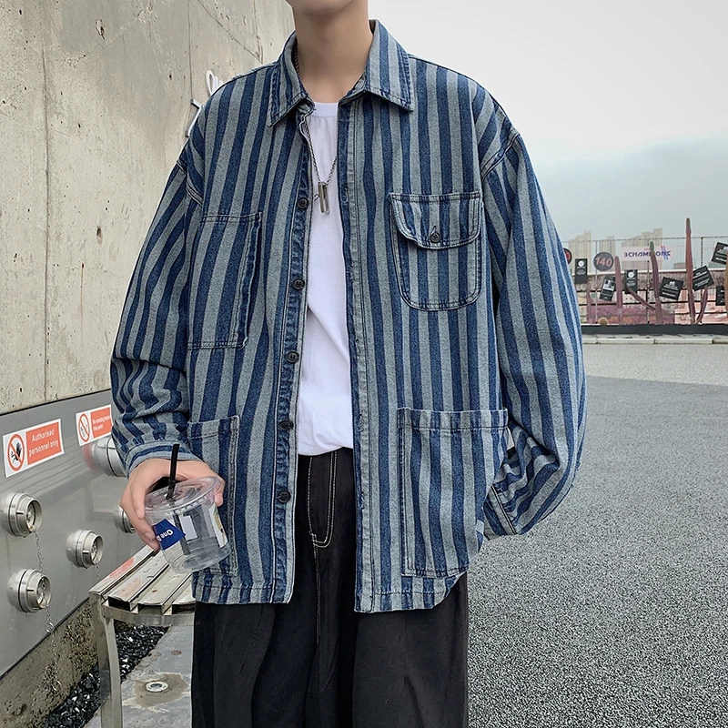 Hong Kong Style Men's Denim Coat Spring and Autumn Loose Korean Style Youth Ins Top Trend Stripes Polo Collar Jacket
Hong Kong Style Men's Denim Coat Spring and Autumn Loose Korean Style Youth Ins Top Trend Stripes Polo Collar Jacket