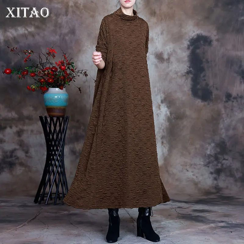 Зимнее вязаное платье XITAO, повседневный винтажный пуловер с высоким воротником, свободный простой свитер большого размера LDS0036
Зимнее вязаное платье XITAO, повседневный винтажный пуловер с высоким воротником, свободный простой свитер большого размера LDS0036