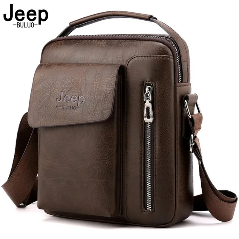 JEEP BULUO Vintage Crossbody Bags High Quality Male Bag PU Leather Handbag Capacity Men Messenger Casual Shoulder |