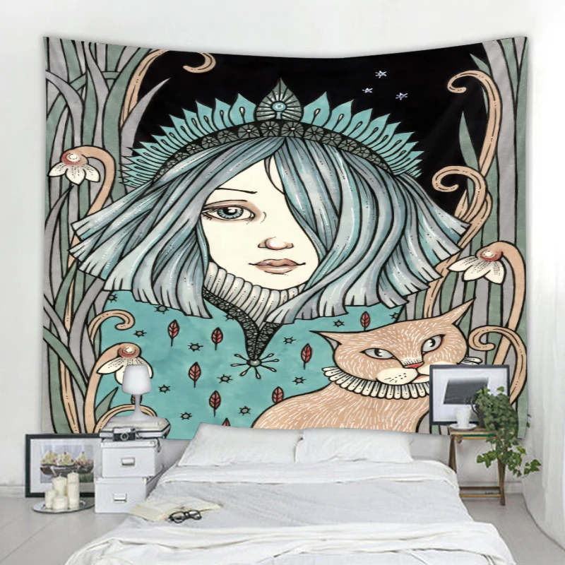 Nordic beautiful girl illustration tapestry Bohemian hippie wall tapestry Art Deco curtains bedroom decoration Mandala tapestry
Nordic beautiful girl illustration tapestry Bohemian hippie wall tapestry Art Deco curtains bedroom decoration Mandala tapestry