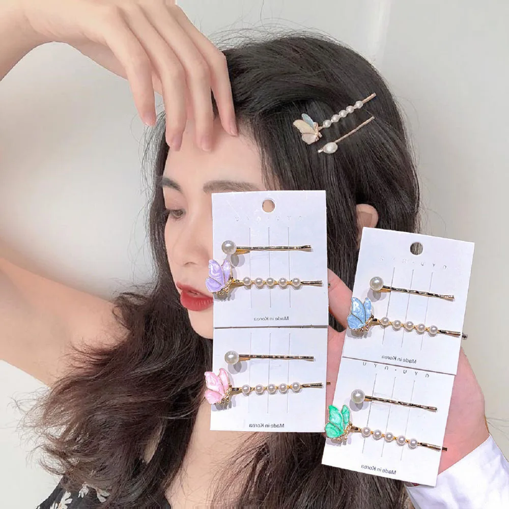 2pcs/set Cute New Style Korean Fashion Nice Pure Color Butterfly Pearl Hair Clips Women Hairpins Girls Headwear Barrettes
2pcs/set Cute New Style Korean Fashion Nice Pure Color Butterfly Pearl Hair Clips Women Hairpins Girls Headwear Barrettes