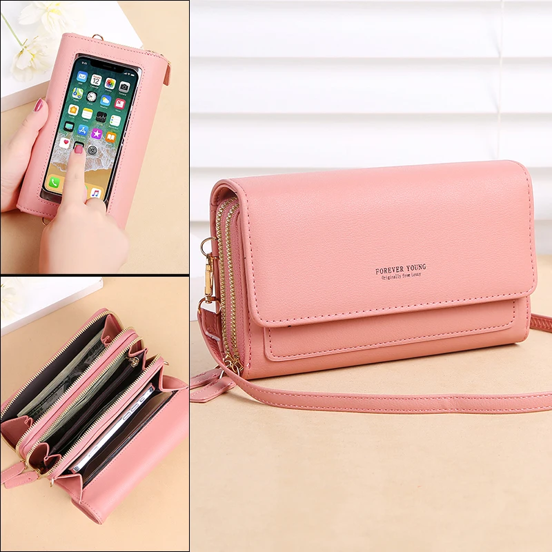 Brand Design Cellphone Wallet For Women Small Shoulder Bag Transparent Touch Creen Phone Pocket Mini PU Leather Female Purse
Brand Design Cellphone Wallet For Women Small Shoulder Bag Transparent Touch Creen Phone Pocket Mini PU Leather Female Purse