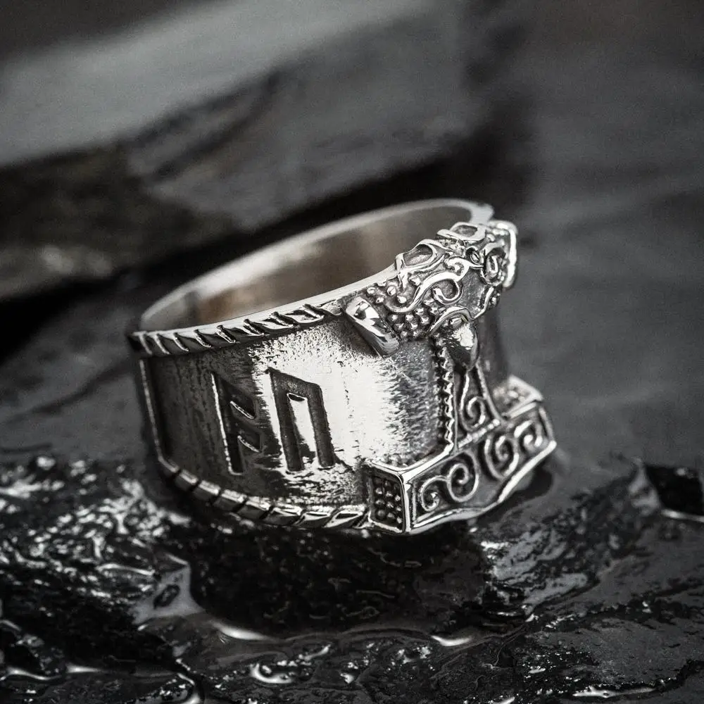 Vintage Viking Rune Stainless Steel Ring For Men Mjolnir Thor Hammer Nordic Rings Men's Retro Norse Amulet Jewelry Gift
Vintage Viking Rune Stainless Steel Ring For Men Mjolnir Thor Hammer Nordic Rings Men's Retro Norse Amulet Jewelry Gift