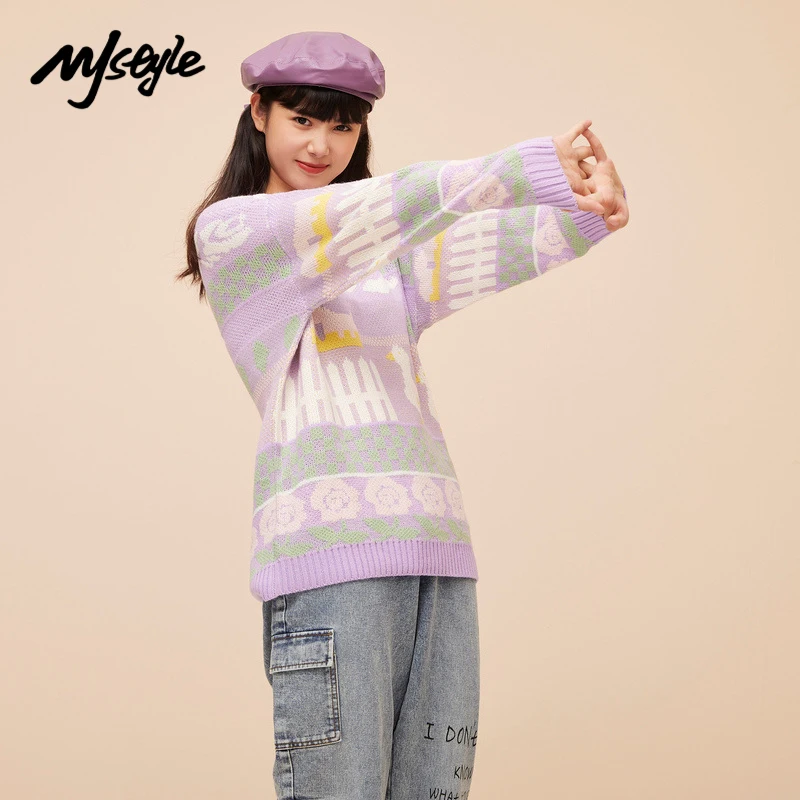 MJstyle 2021 зимний женский винтажный элегантный фиолетовый свитер с круглым вырезом и принтом Cartton, Японская уличная мода 821190058
MJstyle 2021 зимний женский винтажный элегантный фиолетовый свитер с круглым вырезом и принтом Cartton, Японская уличная мода 821190058
