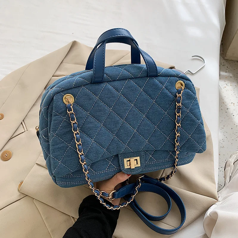 High Quality Fashionable Embroidered Diamond Lattice Chain Women's Bag 2020 Korean Canvas Fashion Women's One Shoulder Handbag
High Quality Fashionable Embroidered Diamond Lattice Chain Women's Bag 2020 Korean Canvas Fashion Women's One Shoulder Handbag