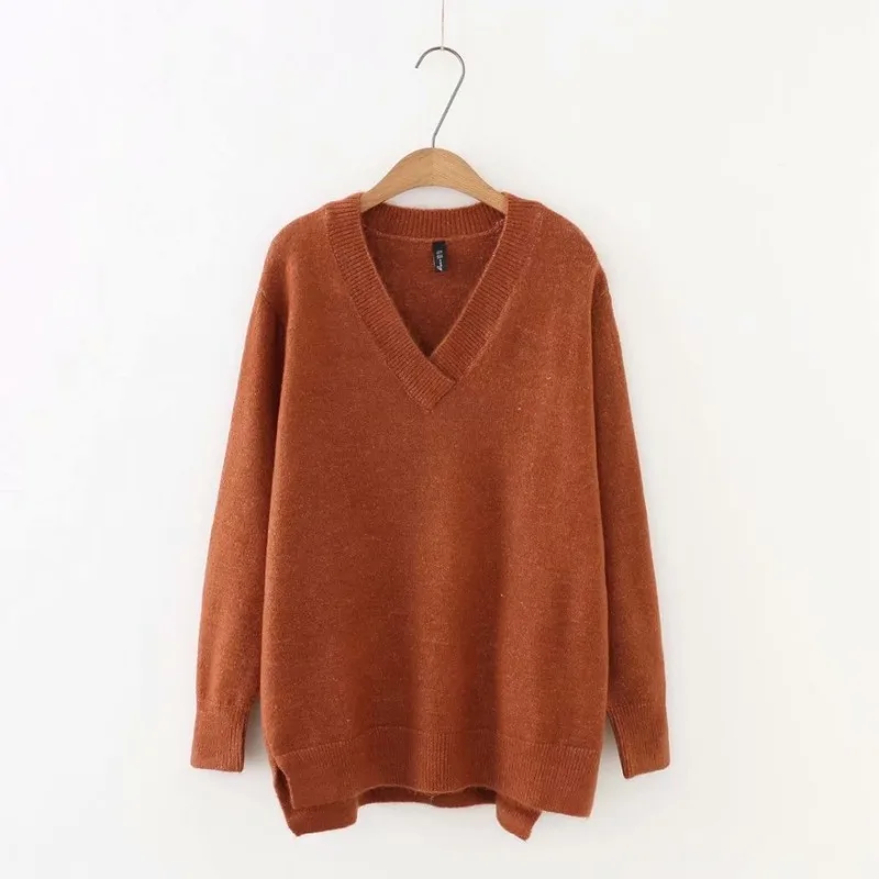 Plus size V-Neck long sleeve women Knitted pullover 2019 casual solid Caramel color & violet ladies sweater wool female 5XL
Plus size V-Neck long sleeve women Knitted pullover 2019 casual solid Caramel color & violet ladies sweater wool female 5XL