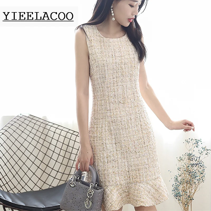 dress Khaki tweed sleeveless sequined fabric high-definition custom spring / autumn / winter women's dress ladies office dress
dress Khaki tweed sleeveless sequined fabric high-definition custom spring / autumn / winter women's dress ladies office dress