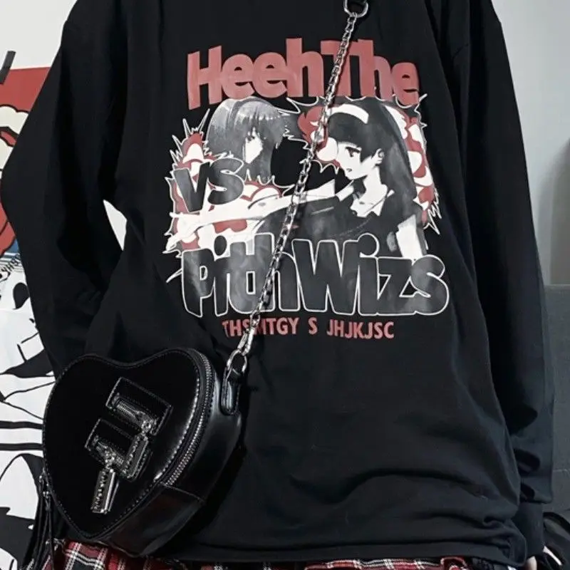 Japan Round Neck Comic Printed Oversized Black Sweatshirt Harajuku Streetwear Women Sports Tracksuit Gothic Clothes T-shirt
Japan Round Neck Comic Printed Oversized Black Sweatshirt Harajuku Streetwear Women Sports Tracksuit Gothic Clothes T-shirt