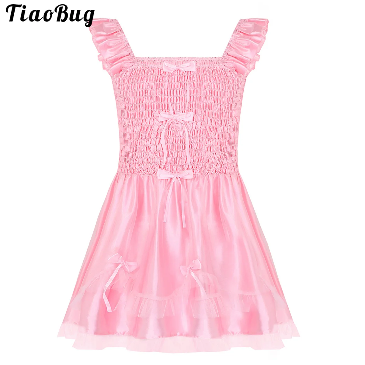 TiaoBug Men Adult Sleeveless Ruffled Bodice With Ribbon Bows Stretchy Satin Sissy Dress Adult Baby Cross Dresser Costume Clothes
TiaoBug Men Adult Sleeveless Ruffled Bodice With Ribbon Bows Stretchy Satin Sissy Dress Adult Baby Cross Dresser Costume Clothes