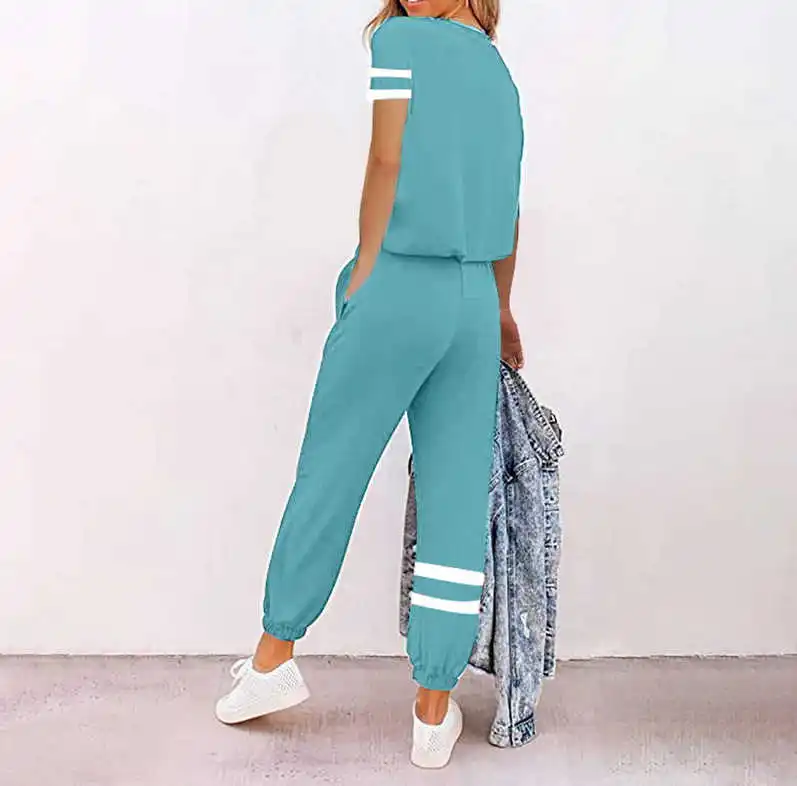 Women's Sweatsuit Sets 2 Piece Short Sleeve T Shirts and Sweatpants Lounge Outfits with Pockets Solid Casual Cotton Pants Sets
Women's Sweatsuit Sets 2 Piece Short Sleeve T Shirts and Sweatpants Lounge Outfits with Pockets Solid Casual Cotton Pants Sets