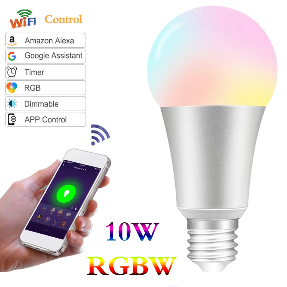 10W RGBW Smart Light WIFI Bulb Remote Control E27/ B22 LED Smart Bulb LED Light Adjustment Connect For Alexa Google Home Bedroom
10W RGBW Smart Light WIFI Bulb Remote Control E27/ B22 LED Smart Bulb LED Light Adjustment Connect For Alexa Google Home Bedroom
