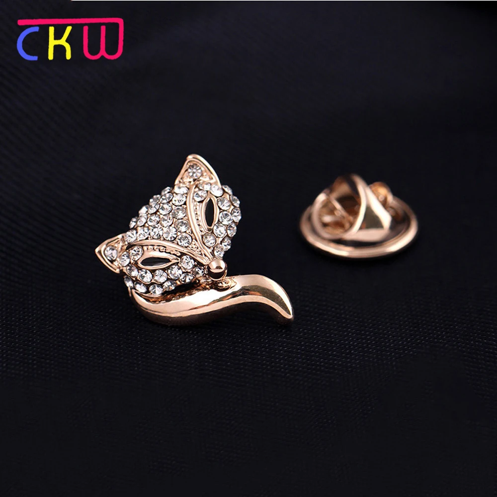 CKW Rhinestone Crystal Brooch Trendy Collar Pins Small Gold Fox for Women Wedding and Party Dresses | Украшения и аксессуары