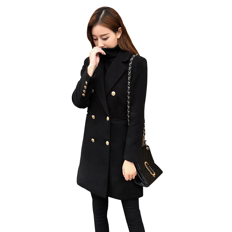 Autumn Winter New Womens Woolen Coat Overcoat Solid Long Turn-down Collar Double Breasted Woman Coat Donsignet
Autumn Winter New Womens Woolen Coat Overcoat Solid Long Turn-down Collar Double Breasted Woman Coat Donsignet
