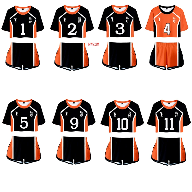 Anime Haikyuu Woman Cosplay Costume Competition Dedicated Cheerleading Exposed Navel Short-sleeved Shorts Summer Thin Section 
Anime Haikyuu Woman Cosplay Costume Competition Dedicated Cheerleading Exposed Navel Short-sleeved Shorts Summer Thin Section
