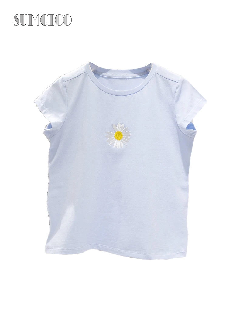 Sumcico Girl's T-shirt for Summer Daisy Print T-shirt Children's Cotton T-shirt Skin-friendly Breathable Age2-14Y
Sumcico Girl's T-shirt for Summer Daisy Print T-shirt Children's Cotton T-shirt Skin-friendly Breathable Age2-14Y
