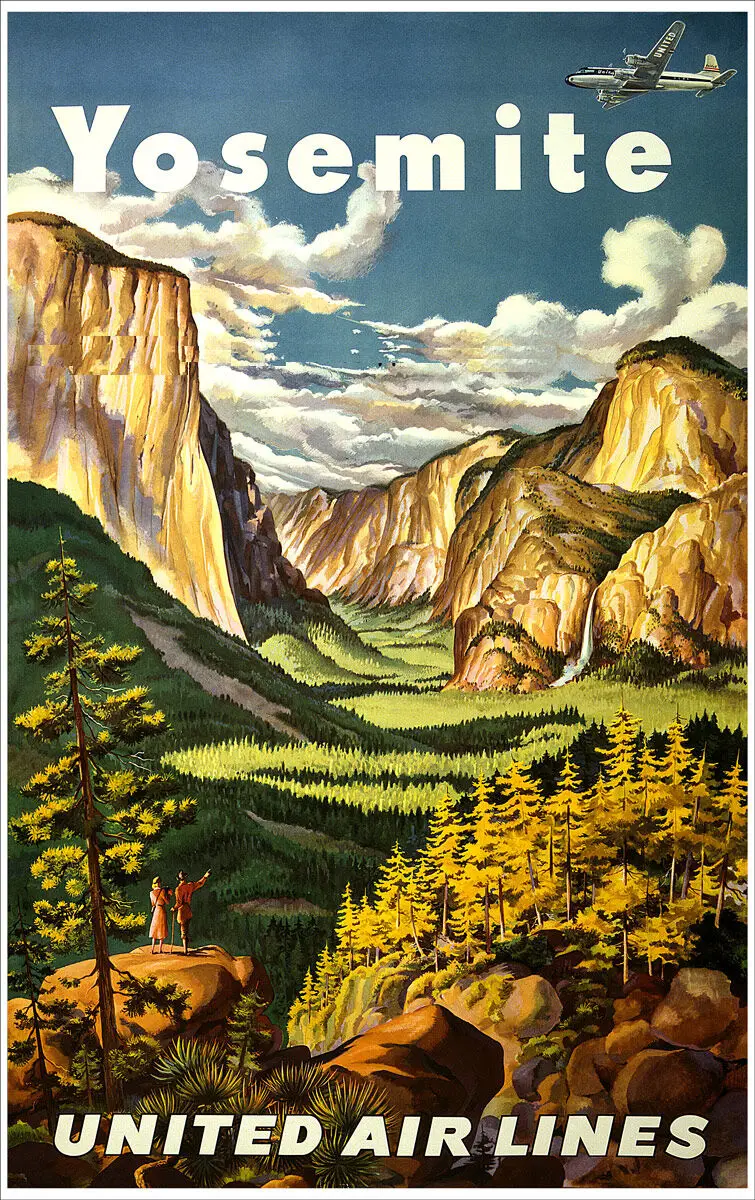 YOSEMITE-винтажный Шелковый постер в стиле ретро для путешествий железная дорога 24x36