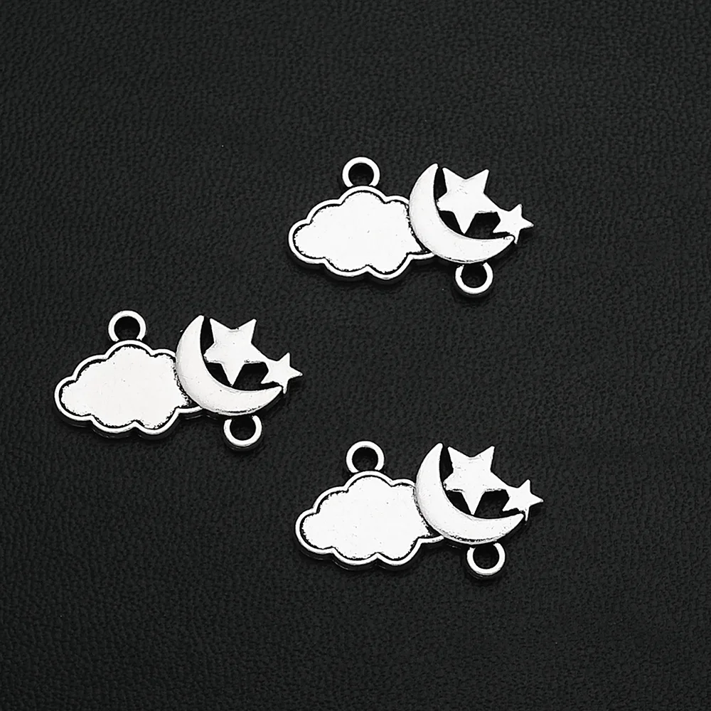 10pcs/Lot 14x22mm Antique Silver Plated Cloud Connectors Charm Moon Stars Night Pendants For Diy Jewelry Making Bracelet Finding
10pcs/Lot 14x22mm Antique Silver Plated Cloud Connectors Charm Moon Stars Night Pendants For Diy Jewelry Making Bracelet Finding