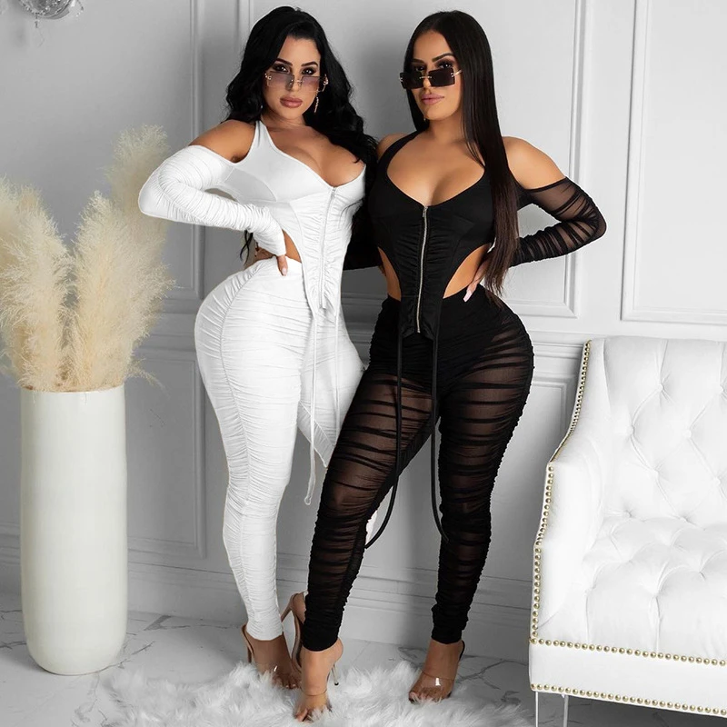 2021 Women Sheer Mesh Ruched See Through Pencil Pants Sexy Night Club Trousers Zipper Halter Cold Shoulder Top Camis
2021 Women Sheer Mesh Ruched See Through Pencil Pants Sexy Night Club Trousers Zipper Halter Cold Shoulder Top Camis