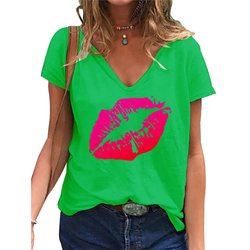 Women Summer Basic Casaul Tees Loose V-neck T-shirt Short Sleeve Print Tee Ladies Casual Female Clothing Harajuku
Women Summer Basic Casaul Tees Loose V-neck T-shirt Short Sleeve Print Tee Ladies Casual Female Clothing Harajuku