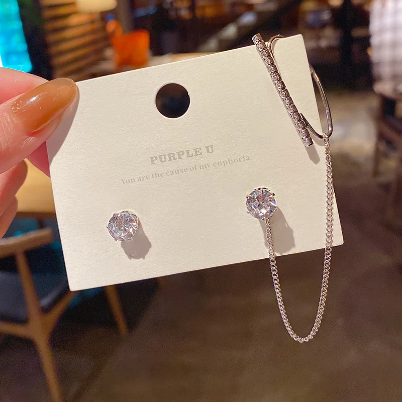 Wholesale Sterling Silvers Needle Asymmetric Zircon Earrings Dropshipping 
Wholesale Sterling Silvers Needle Asymmetric Zircon Earrings Dropshipping