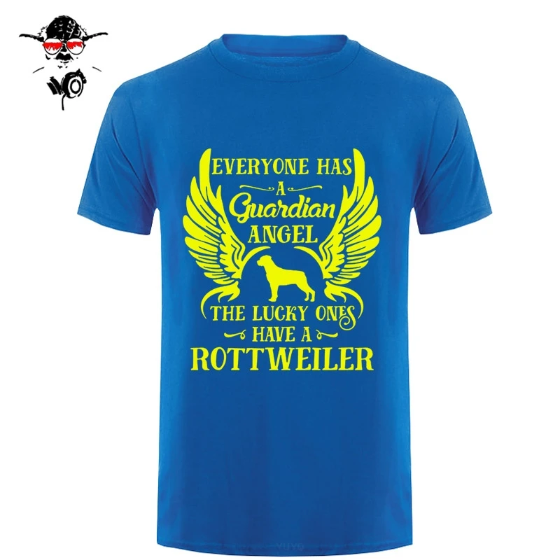 Лучший бренд забавная футболка My Guardian Angel Is A Rottweiler Мужская хлопковая топ