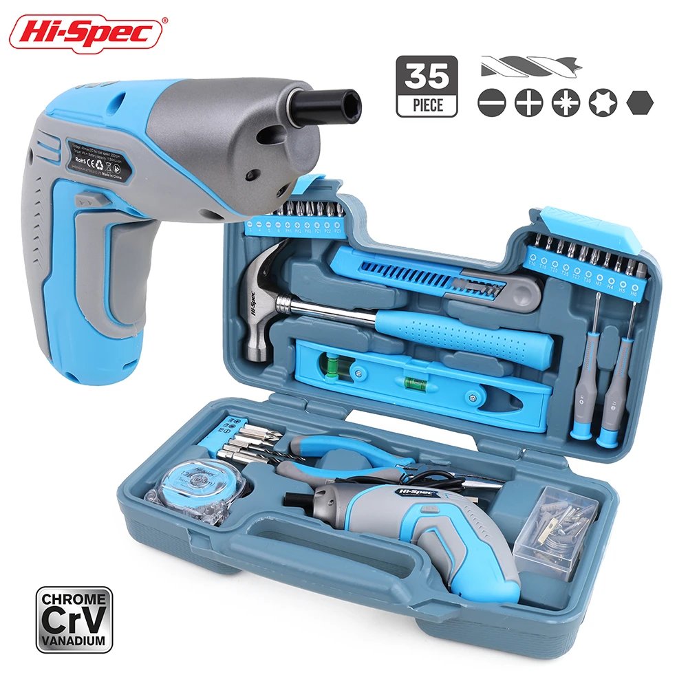 Hi Spec 35 шт. 4 в USB электрическая отвертка Li Ion набор ручных инструментов для дома DIY