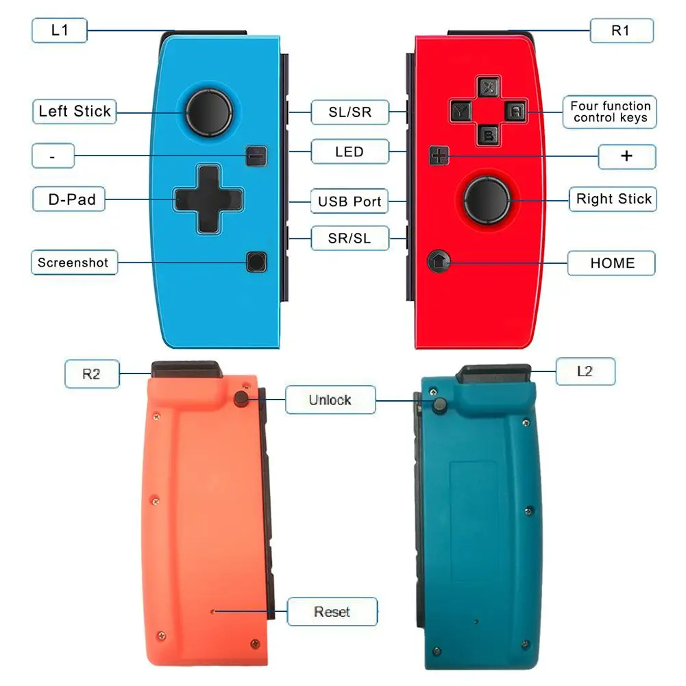 1 Pair Switch Controller Grip Handle Kit Wireless Replacement Controller For Nintendo Switch Joy-Con Game Accessories
1 Pair Switch Controller Grip Handle Kit Wireless Replacement Controller For Nintendo Switch Joy-Con Game Accessories
