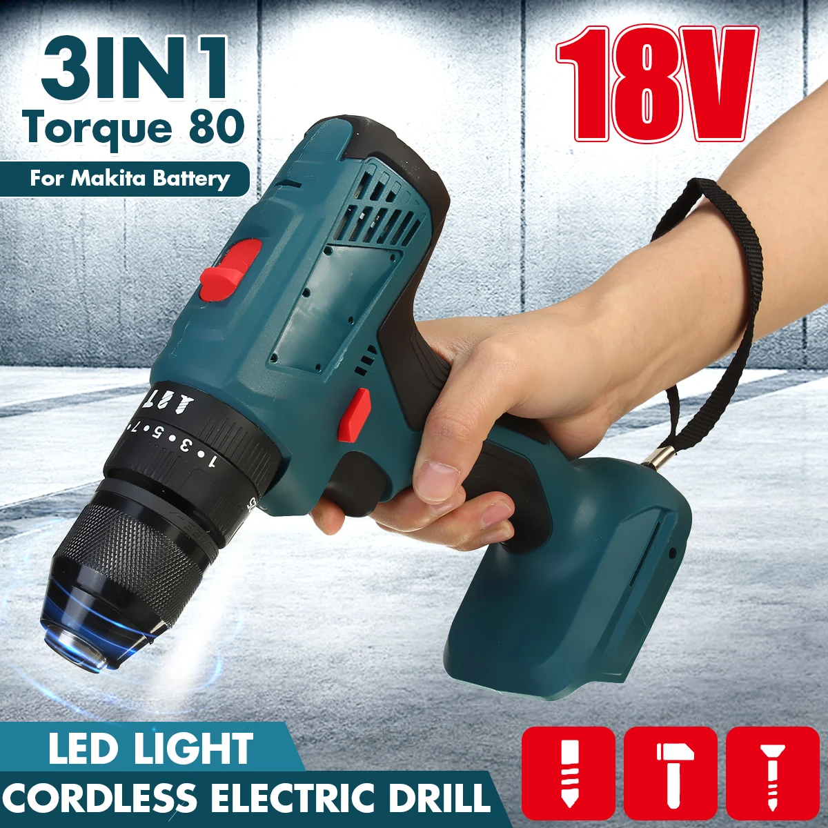 18V 21V 95Nm 3 в 1 матовый электрическая дрель молоток отвертка с светодиодный светильник 10 мм аккумуляторная ударная дрель для Makita Батарея
18V 21V 95Nm 3 в 1 матовый электрическая дрель молоток отвертка с светодиодный светильник 10 мм аккумуляторная ударная дрель для Makita Батарея