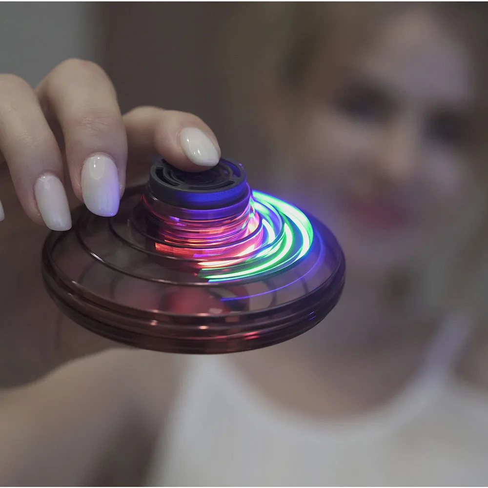 

FlyNova Mini Fingertip gyro Aircraft interactive decompression Toy Drone LED UFO type Flying Helicopter spinner Toy Adult Kids