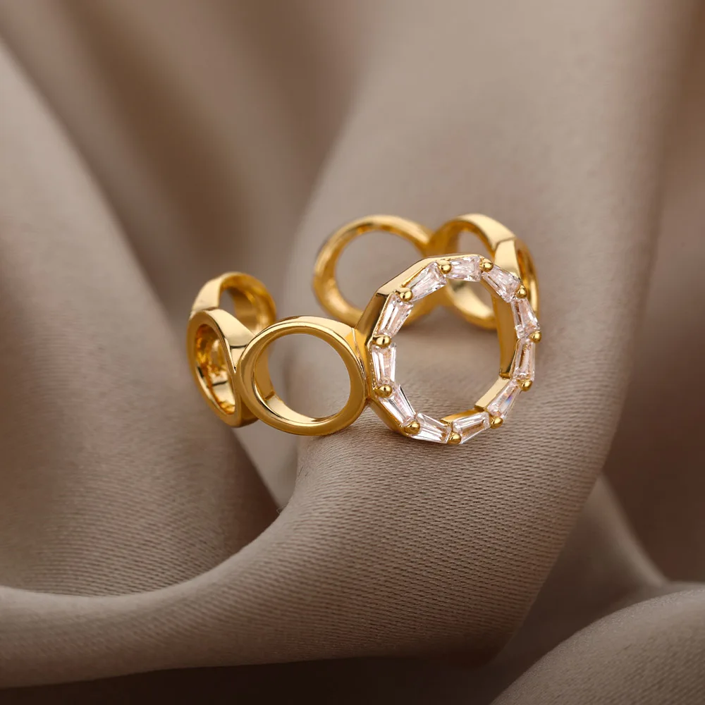 Zircon O Shape Opening Rings For Women Stainless Steel Gold Zirconia Gothic Round Finger Ring Party Jewelry Accessoried Gift
Zircon O Shape Opening Rings For Women Stainless Steel Gold Zirconia Gothic Round Finger Ring Party Jewelry Accessoried Gift