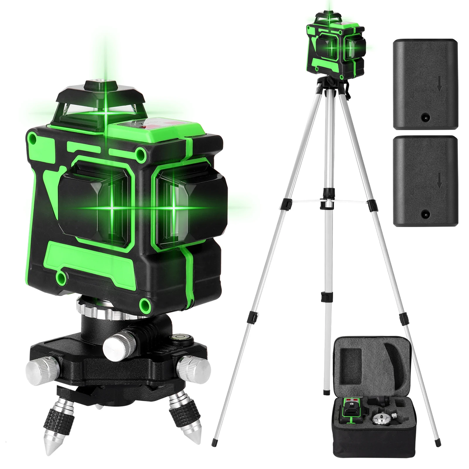 KKMOON 360 Self-leveling 3D 12 Lines Laser Level Vertical Horizontal Lines with 1.5M 3 Heights Alloy Extension Bar Tripod Stand
KKMOON 360 Self-leveling 3D 12 Lines Laser Level Vertical Horizontal Lines with 1.5M 3 Heights Alloy Extension Bar Tripod Stand