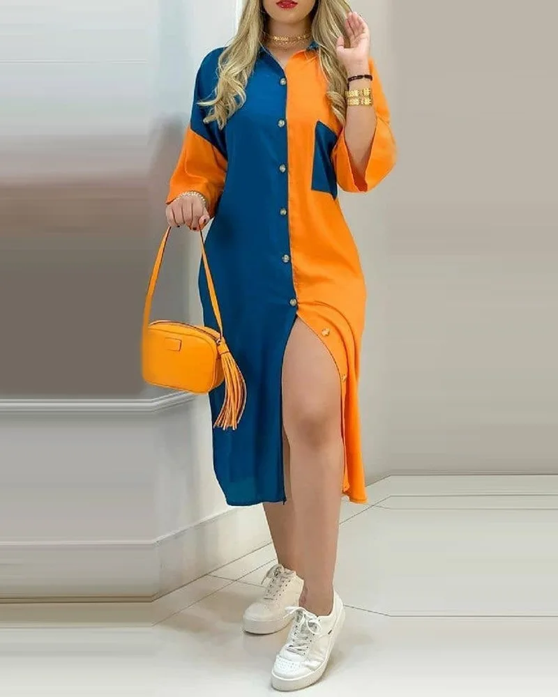 Women Elegant Patchwork Pocket Maxi Dress 2021 Spring Summer Fashion Casual 3/4 Sleeve Long Shirt Dress Female Party Dresses 3XL
Women Elegant Patchwork Pocket Maxi Dress 2021 Spring Summer Fashion Casual 3/4 Sleeve Long Shirt Dress Female Party Dresses 3XL