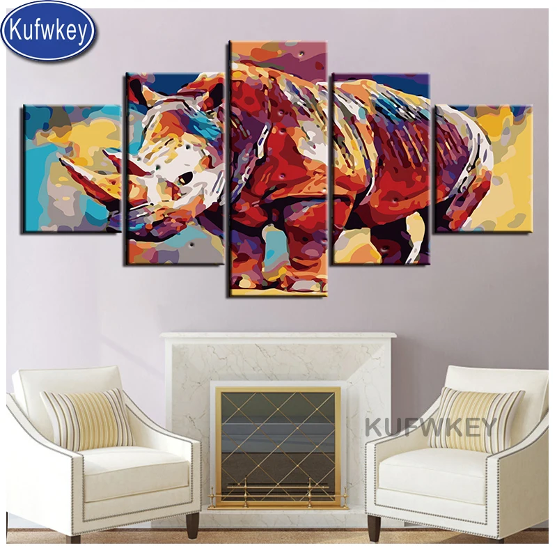5 Panels Color rhinoceros diamond painting with square stones,diamond mosaic full round stitch 5d diy diamond embroidery Animals
5 Panels Color rhinoceros diamond painting with square stones,diamond mosaic full round stitch 5d diy diamond embroidery Animals