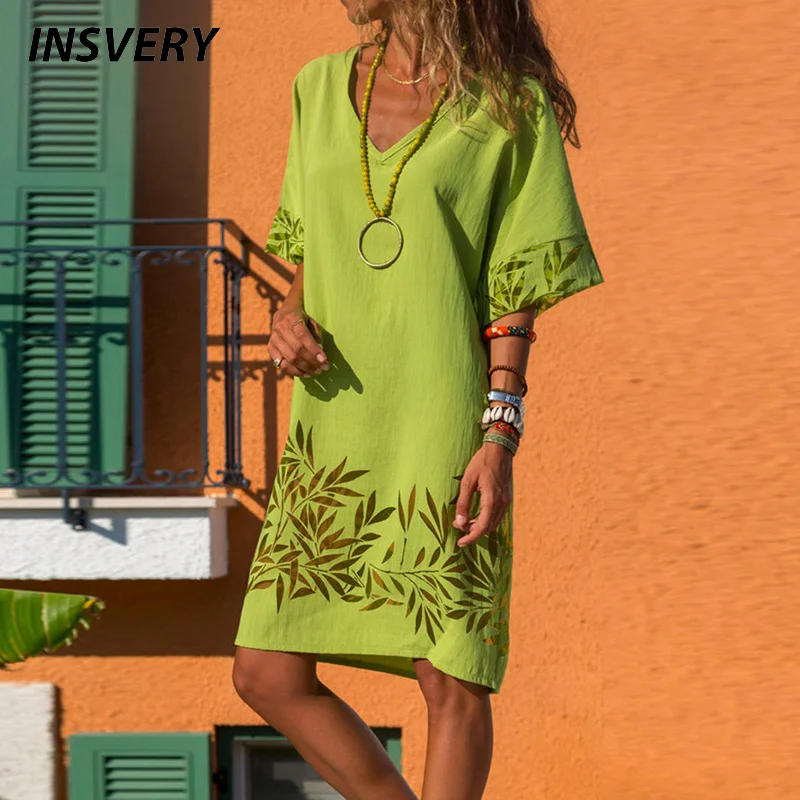 Women Short Sleeve Mini Dress V Neck Dresses For Women Elegant Print Party Dress Plus Size Summer Vintage Dress 2021
Women Short Sleeve Mini Dress V Neck Dresses For Women Elegant Print Party Dress Plus Size Summer Vintage Dress 2021