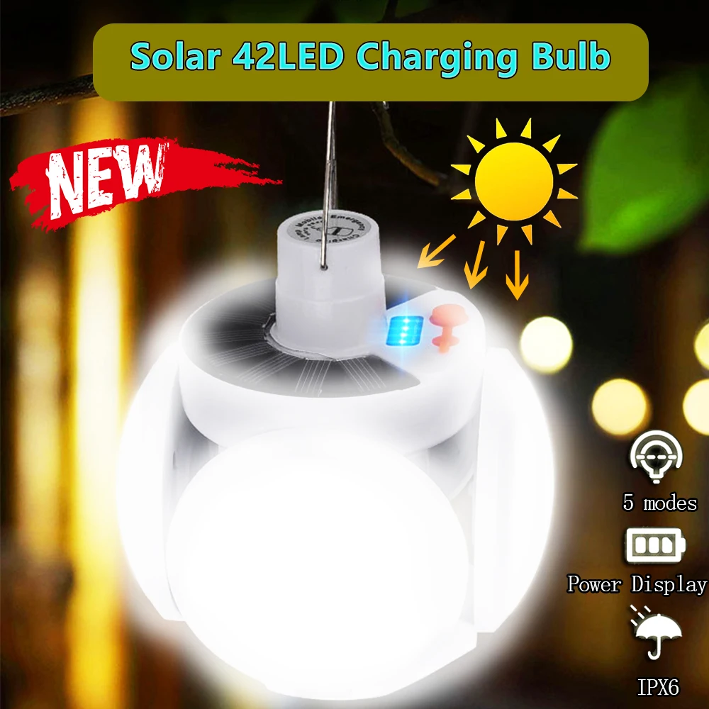 Portable 42LED Solar Light Bulb LED Garage Light Solar Emergency DC Rechargeable Lantern For Outdoor Tent Lamp For BBQ Hiking
Portable 42LED Solar Light Bulb LED Garage Light Solar Emergency DC Rechargeable Lantern For Outdoor Tent Lamp For BBQ Hiking