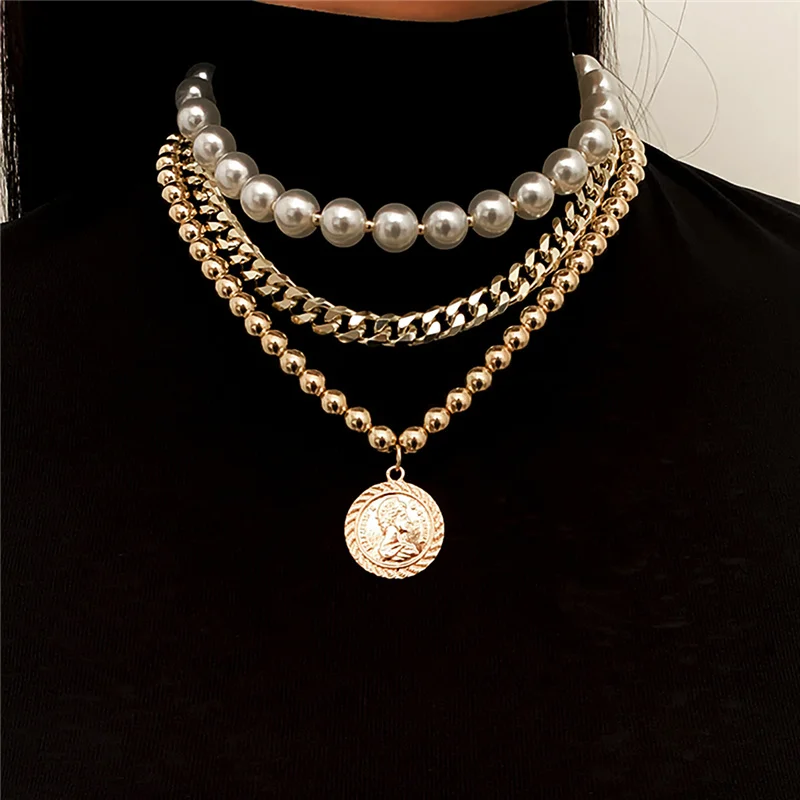 Multi Layered Imitation Pearl Beaded Chain Choker Necklace Cuban for Women Cuban Coin Pendant Choker Necklaces Jewelry
Multi Layered Imitation Pearl Beaded Chain Choker Necklace Cuban for Women Cuban Coin Pendant Choker Necklaces Jewelry