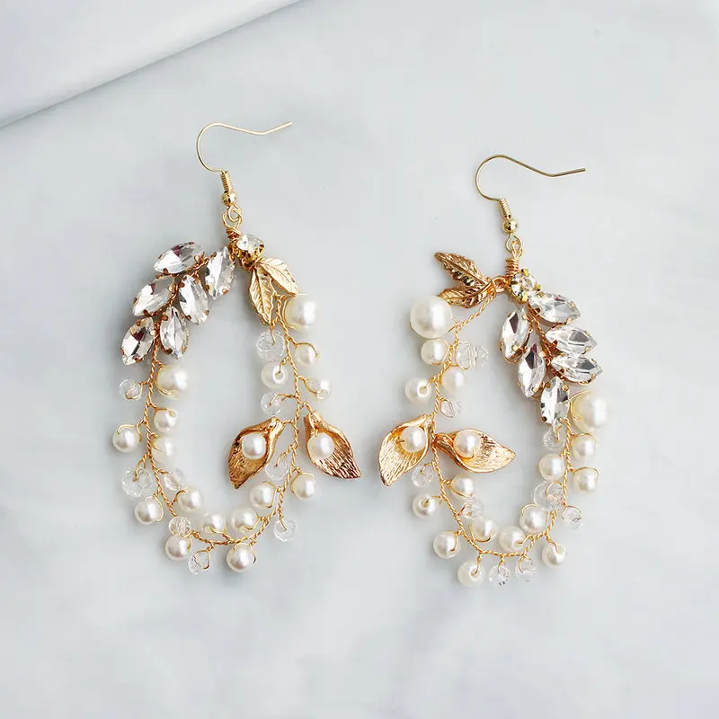 Hyperbole Rhinestone Boho Gold Color Leaves Drop Earrings Handmade Ladies Wedding Drop Earrings for Party Women Earring
Hyperbole Rhinestone Boho Gold Color Leaves Drop Earrings Handmade Ladies Wedding Drop Earrings for Party Women Earring