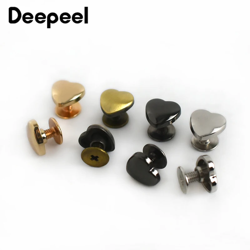 

20/40pcs 1.3cm Heart Rivets Screw for Bag Hardware Handbag Decorative Studs Nail Rivet Metal Buckles Snap Hook Leather Craft