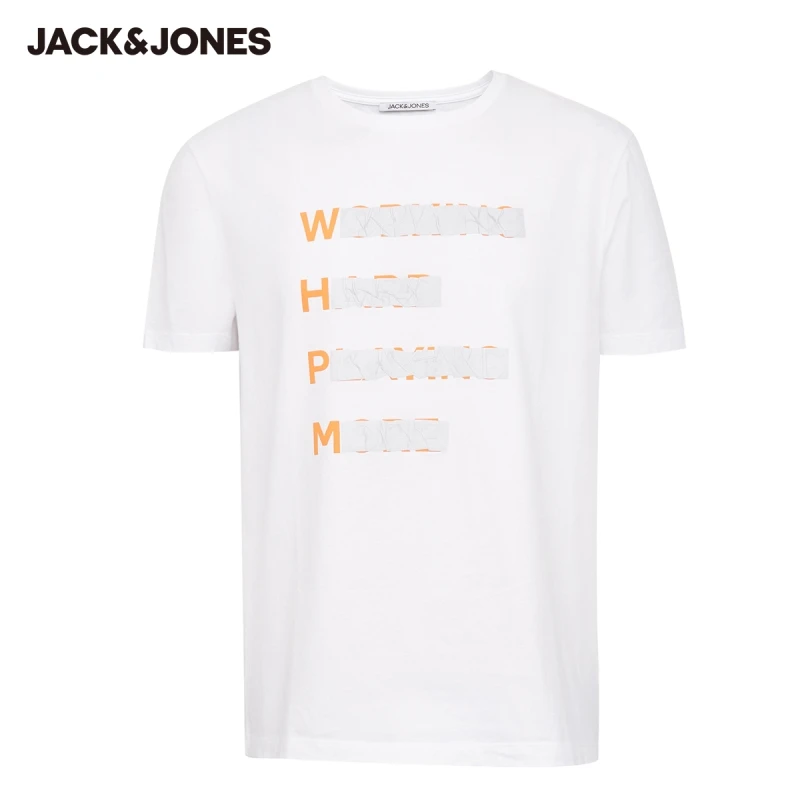 JackJones Men's 100% Cotton Contrasting Letter printed Short-sleeved T-shirt|220201516
JackJones Men's 100% Cotton Contrasting Letter printed Short-sleeved T-shirt|220201516